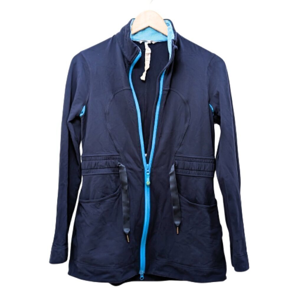 Lululemon Navy Blue Drawstring Waist Retro Jacket Size 10